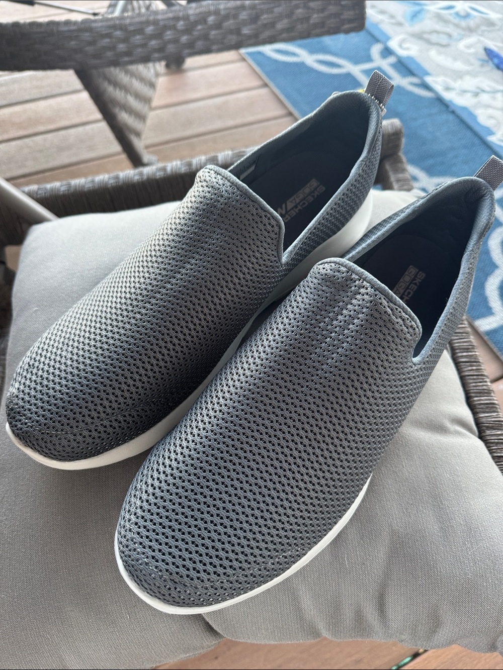 NEW Skechers GO WALK MAX Athletic Air Mesh Slip on Shoe 54600/BBK Grey Mens 11.5